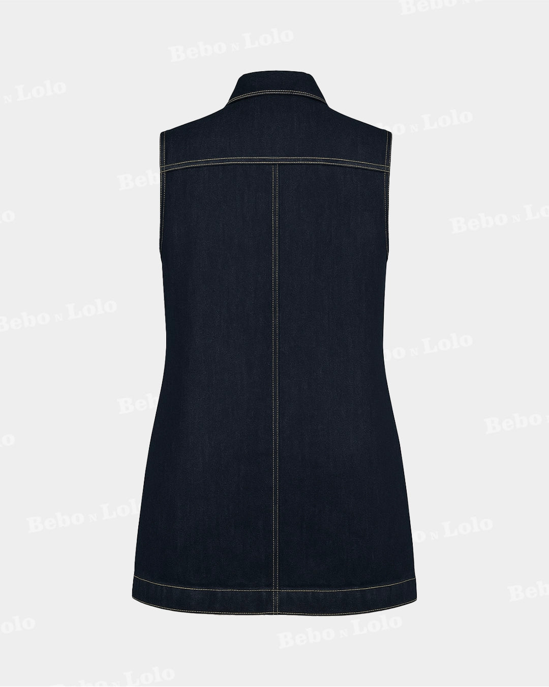 Vest Shirt Washed Out of Denim Dark Blue - bebonlolo