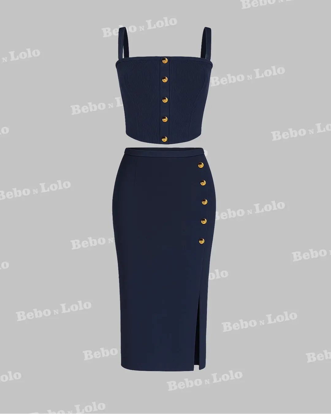 Buttoned Ribbed Co-Ord Set
