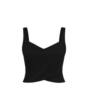 Black sleeveless top on a white background