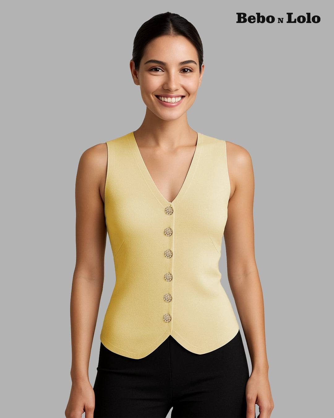 Waistcoat with Bold Button - bebonlolo