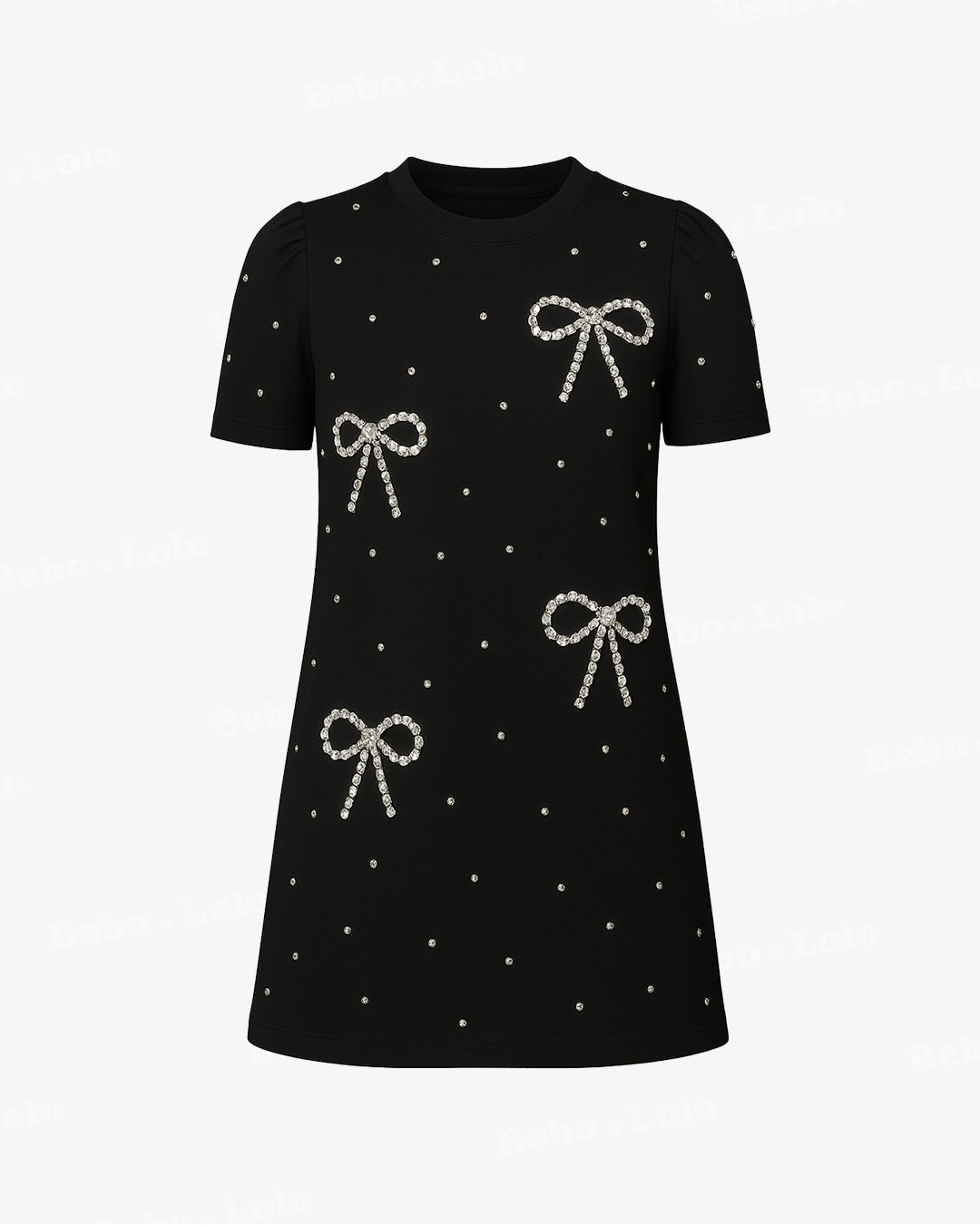 Mini Dress with Stud & Bow - bebonlolo