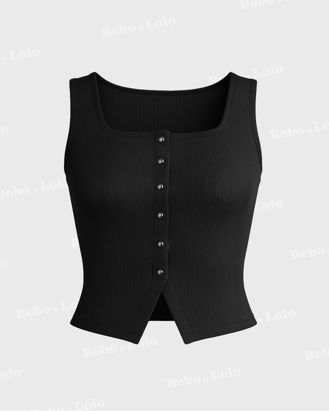 Square Neck Button Tank Top