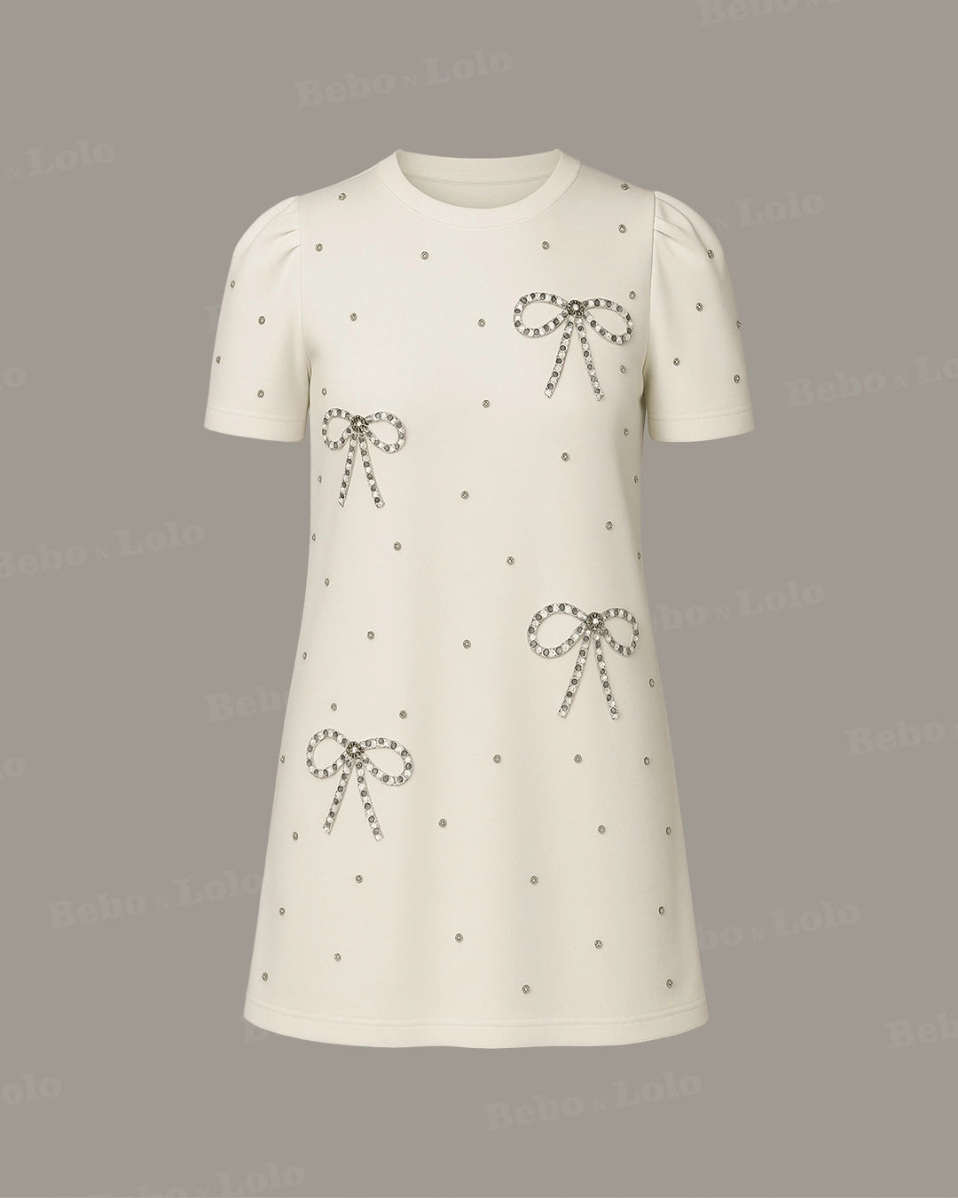 Mini Dress with Stud & Bow - bebonlolo