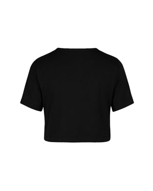 Black crop top on a white background