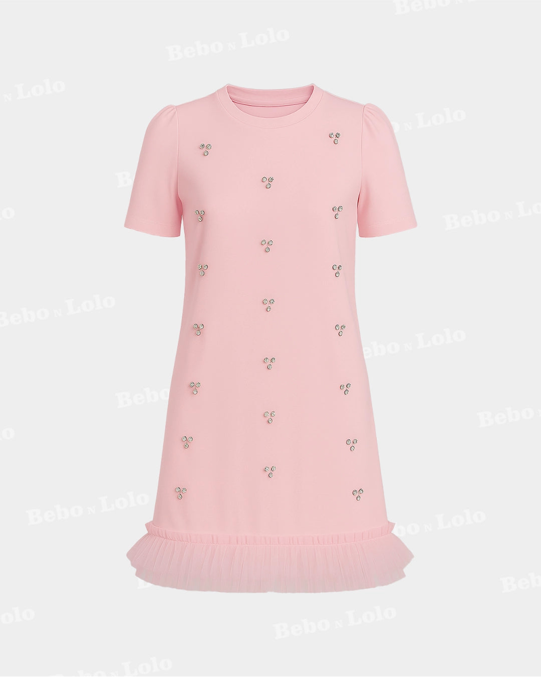 Mini Dress with Crystal Studs - bebonlolo