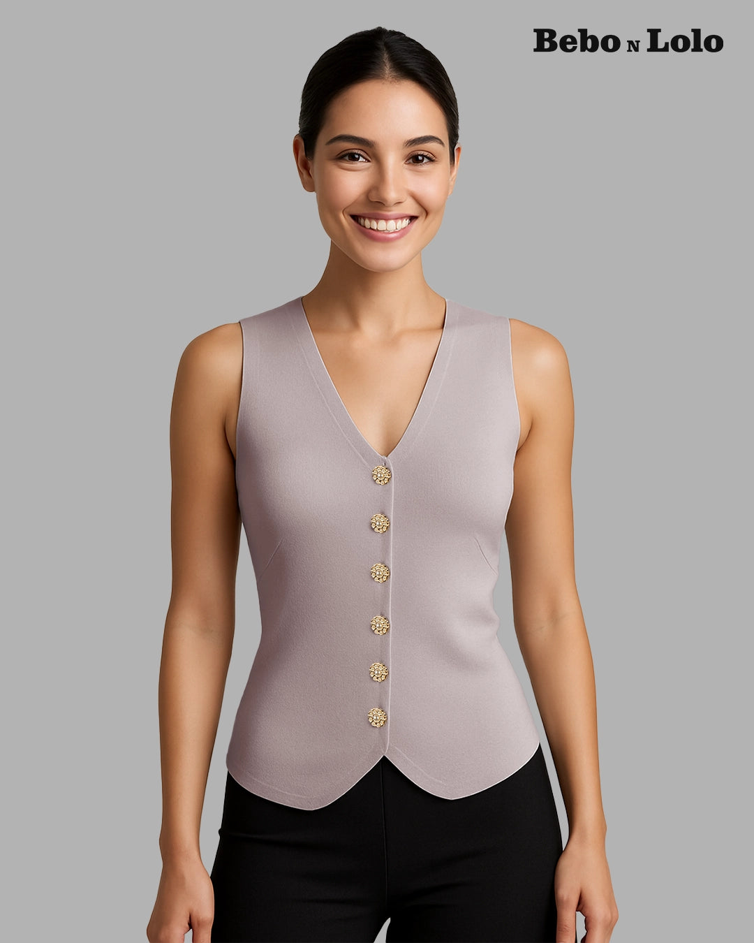 Waistcoat with Bold Button - bebonlolo