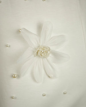 Mini Dress with Pearl & Flower - bebonlolo