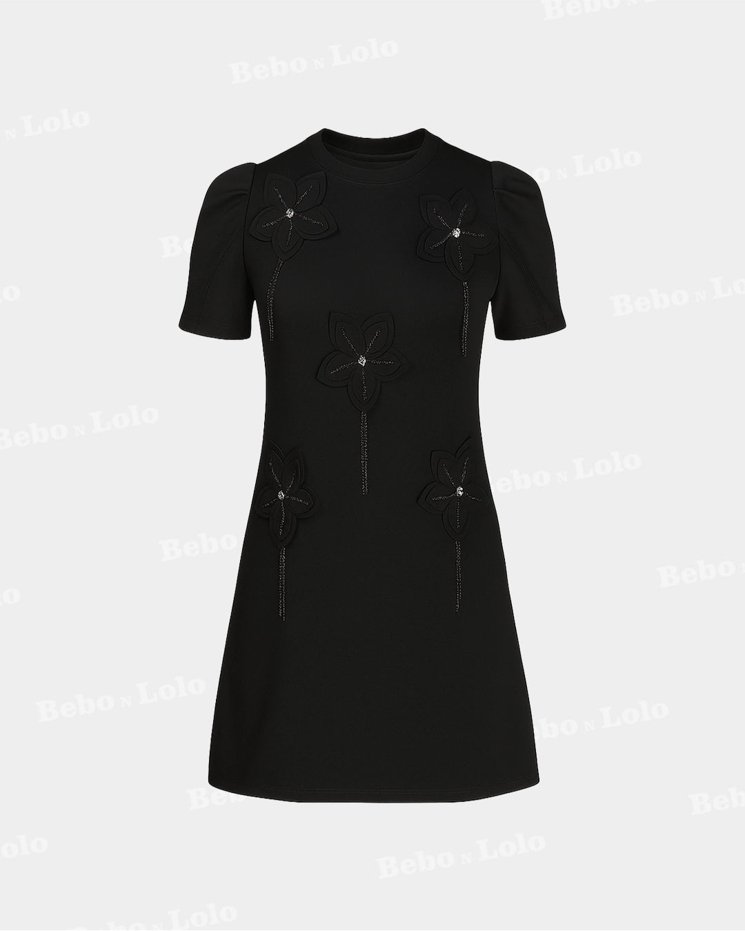 Mini Dress With Flower Chain Design