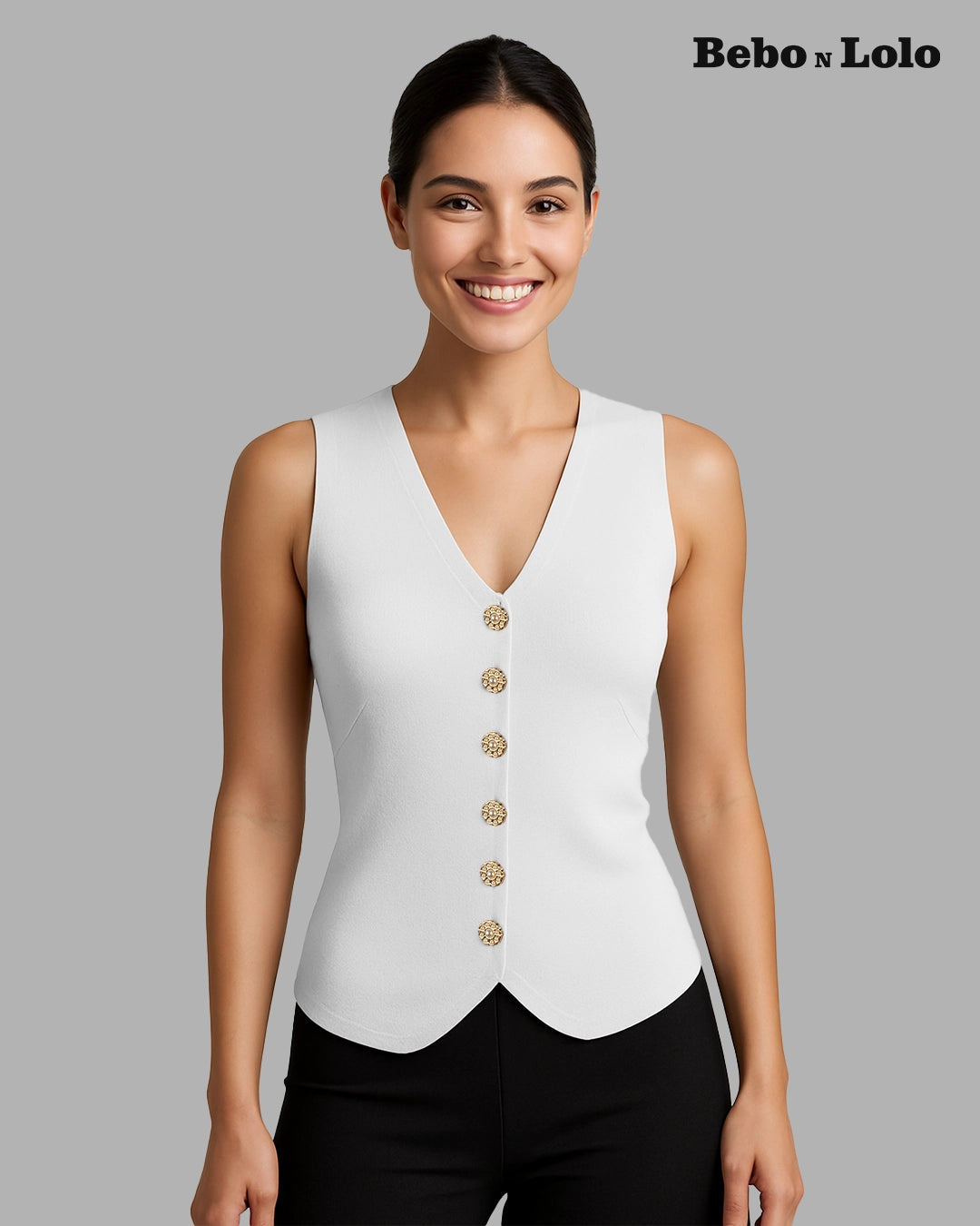 Waistcoat with Bold Button - bebonlolo