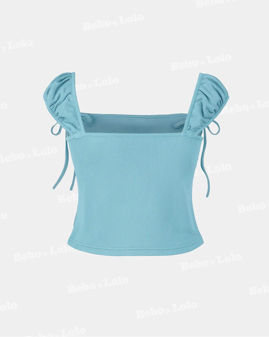 Ruched Lettuce Trim Bowknot Crop Top