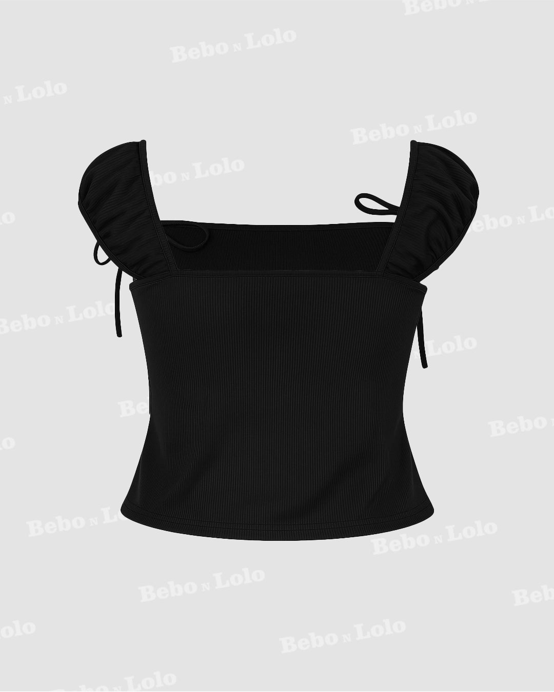 Ruched Lettuce Trim Bowknot Crop Top