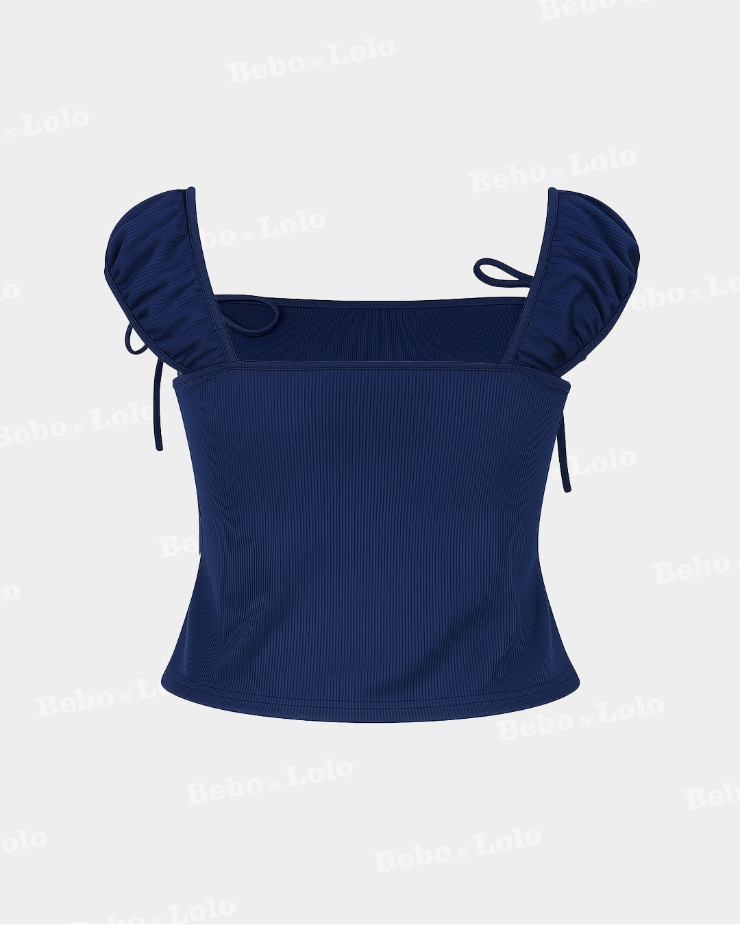 Ruched Lettuce Trim Bowknot Crop Top