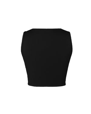 Black crop top on a white background
