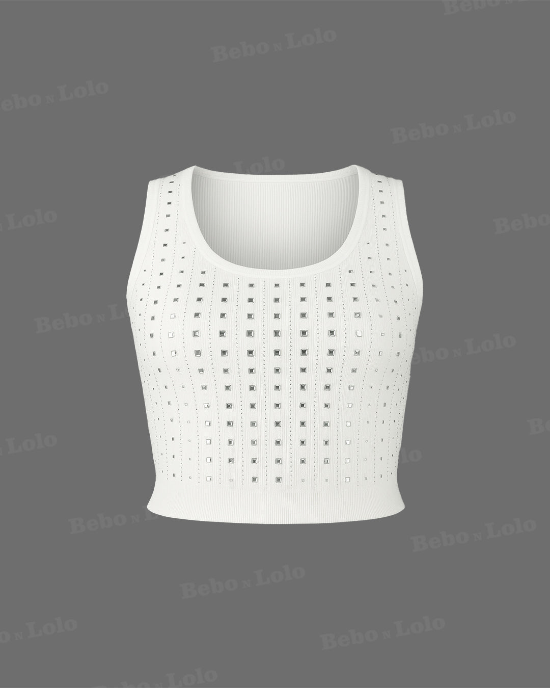 Embellished knitted crop top