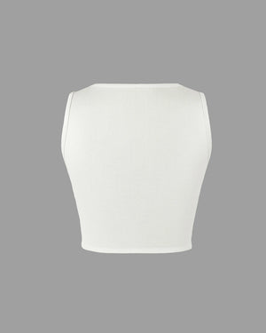 White sleeveless top on a gray background