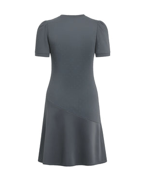 Gray dress with a subtle pattern on a white background