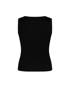 Black sleeveless top on a white background