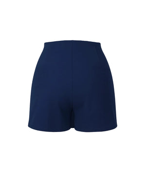 Navy blue shorts on a white background