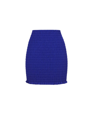 Blue ribbed skirt on a white background
