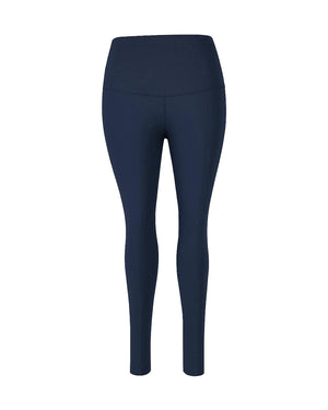 Navy blue leggings on a white background