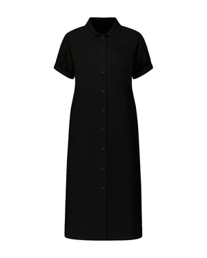 Black dress with short sleeves on a white background