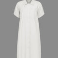 White dress with short sleeves on a gray background
