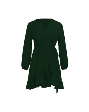 Green dress with long sleeves on a white background