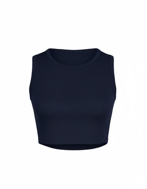 Black crop top on a white background
