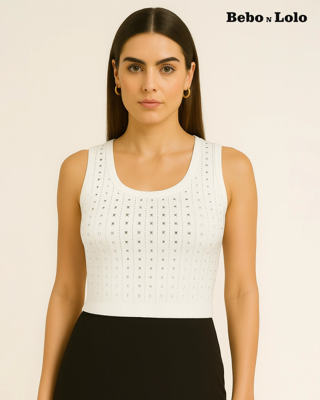 Embellished knitted crop top