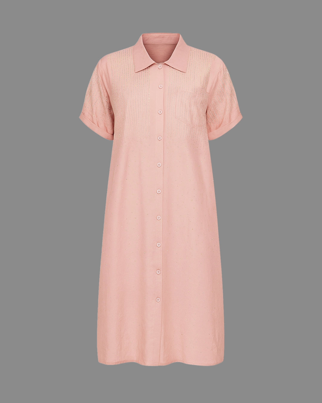 Pink shirt dress on a gray background