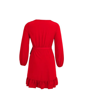 Red dress with long sleeves on a white background