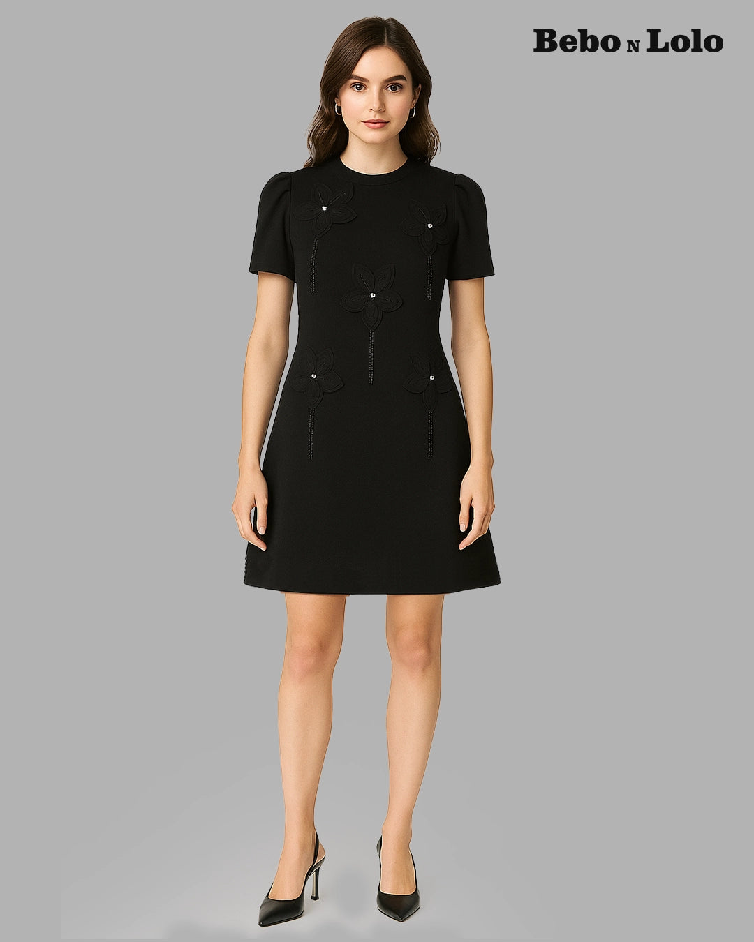 Mini Dress With Flower Chain Design