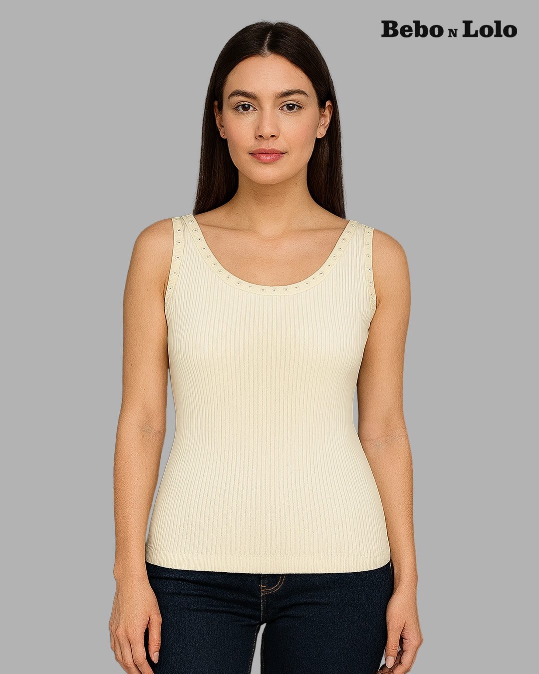 Contrast trim textured knit top
