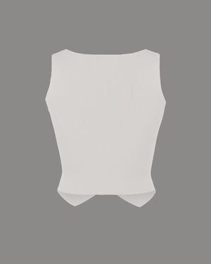 White sleeveless top on a gray background