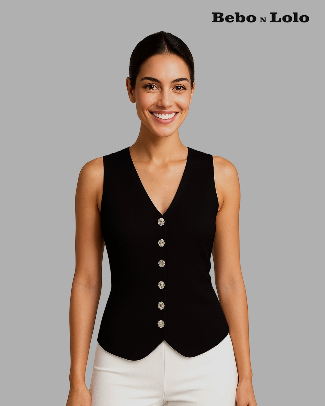 Waistcoat with Bold Button - bebonlolo
