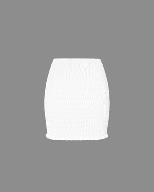 White ribbed skirt on a gray background