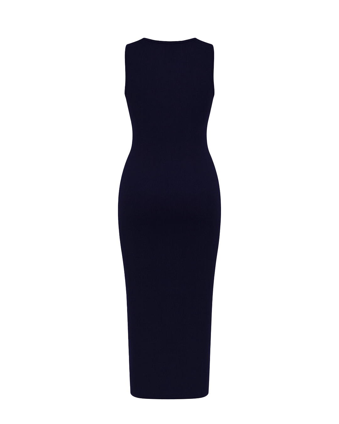 Black sleeveless dress on a white background