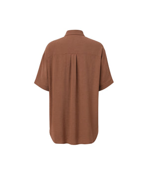 Brown short-sleeve shirt on a white background