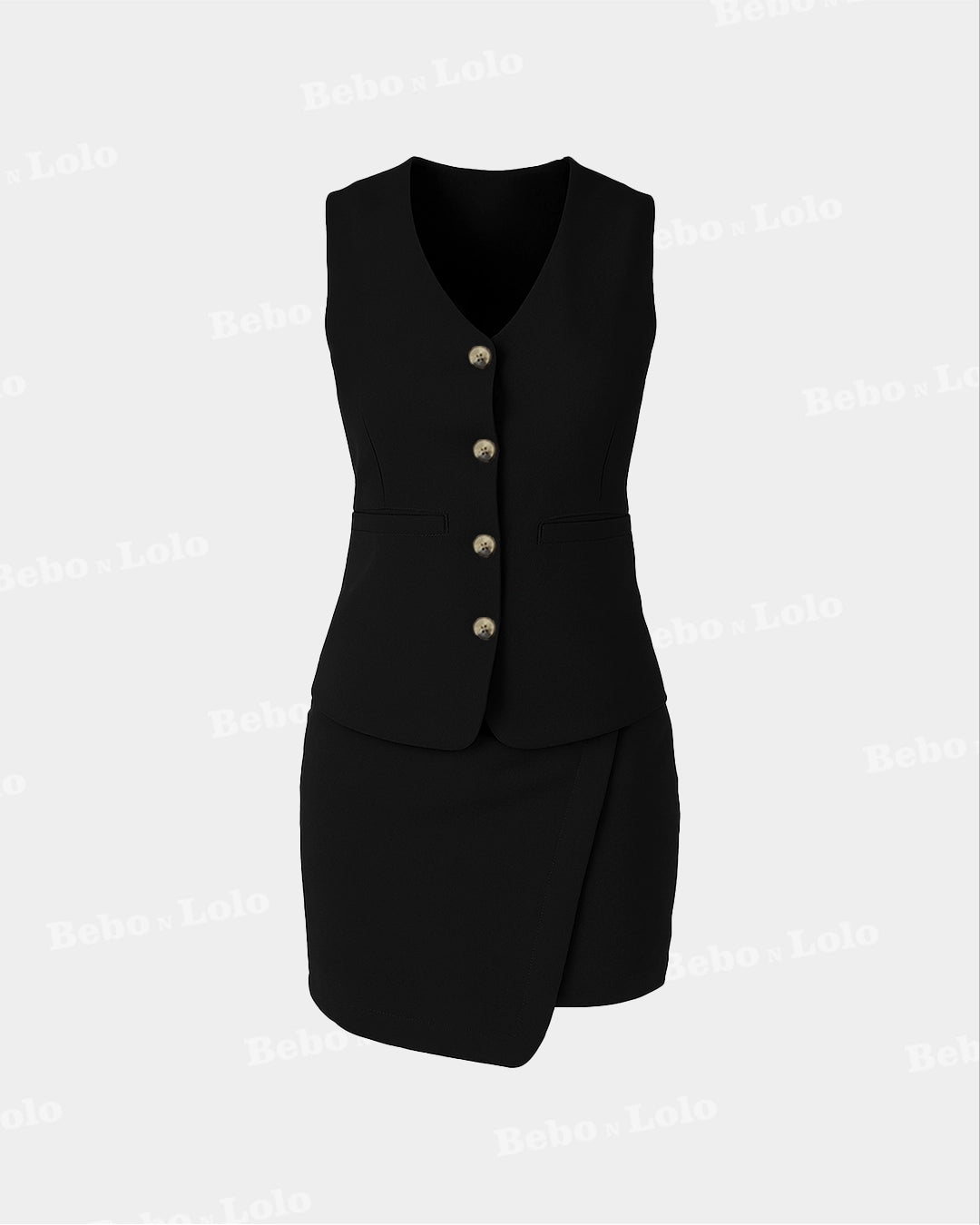 Waistcoat with Mini Wrap Skirt Set - bebonlolo