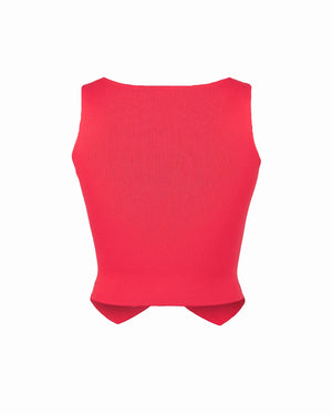 Red sleeveless top on a white background