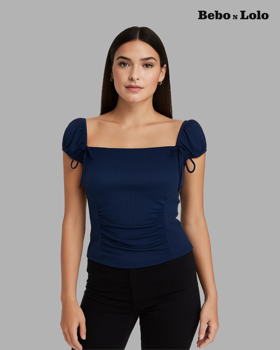Ruched Lettuce Trim Bowknot Crop Top