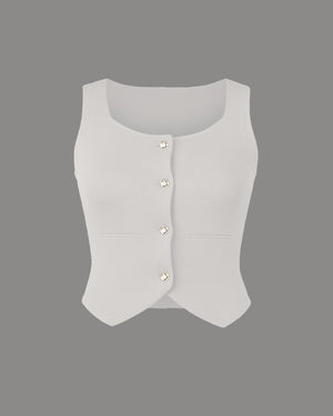 White vest with buttons on a gray background