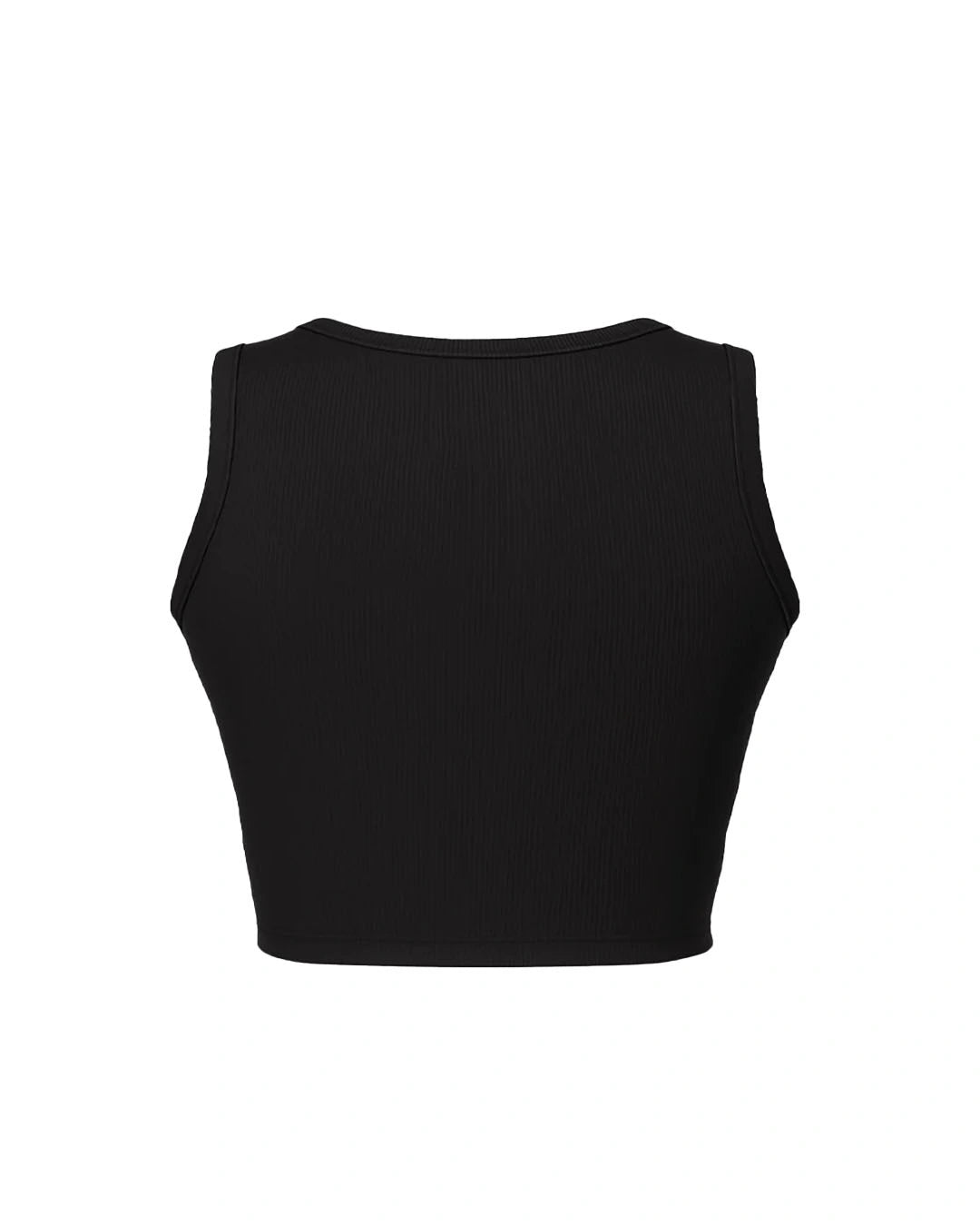 Black crop top on a white background