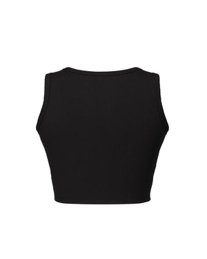 Black crop top on a white background