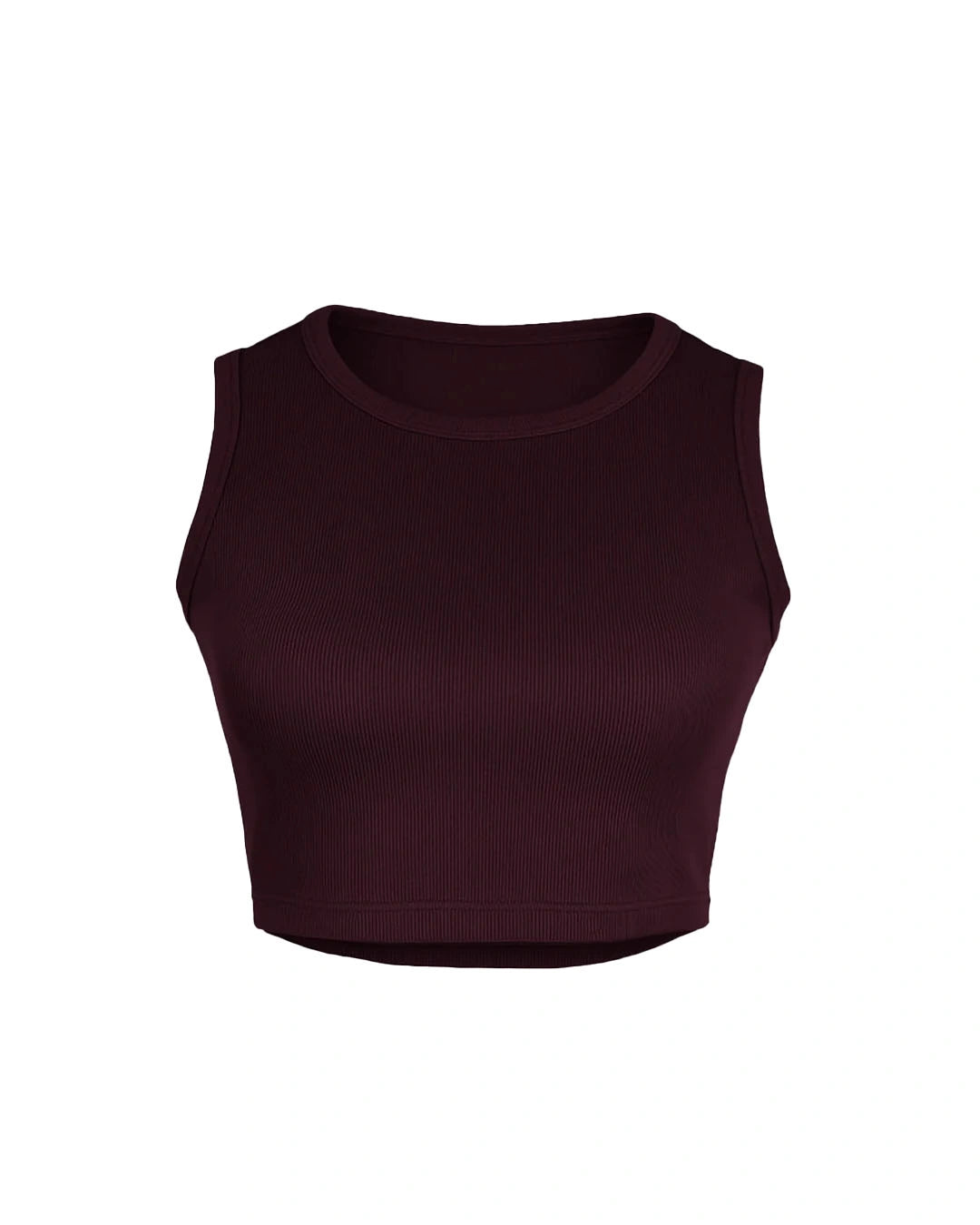 Dark brown crop top on a white background