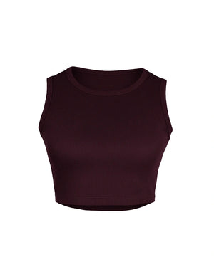 Dark brown crop top on a white background
