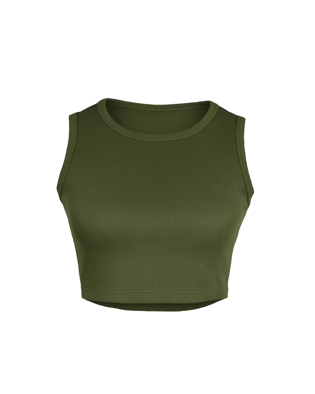 Green crop top on a white background