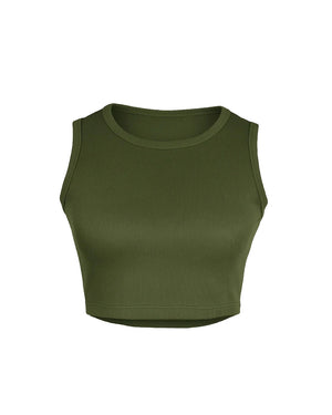 Green crop top on a white background