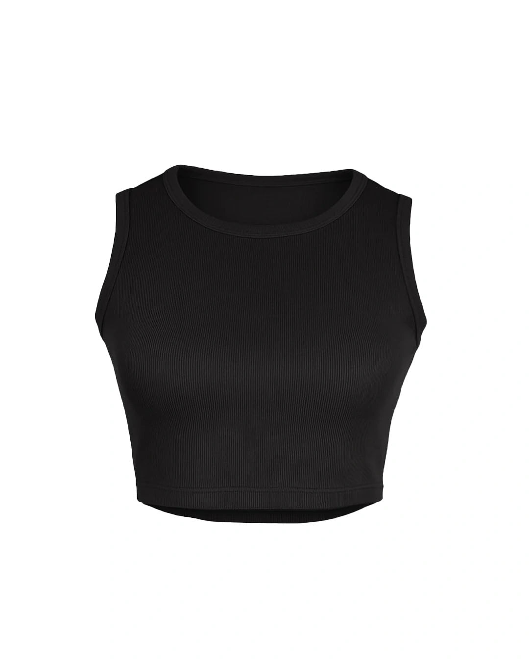 Black crop top on a white background