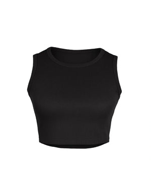 Black crop top on a white background